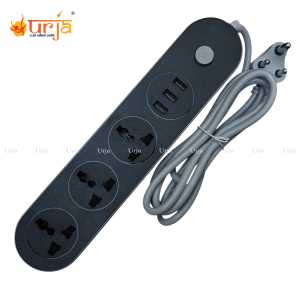 Urja Anti-Static Power Strip 3 Universal Sockets & 3 USB Ports (3.1A Auto-ID) Multiplug Extension Board with Power Button 3301