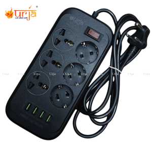 Urja Defender Series 6-Way Power Strip 4 USB Fast Charging Ports (Auto-ID) with Universal Multiplug Extension Board 6403