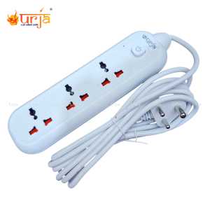 Urja 2000W 3 Socket Multiplug Extension Cord Heavy Duty Power Strip with Master Switch & LED Indicator Universal Sockets