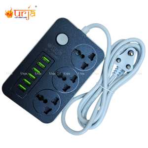 Urja 2500W Power Strip Extension Cord Heavy Duty Multiplug with 6 Smart USB Charging Ports (3.4A) & 3 Universal Sockets T21