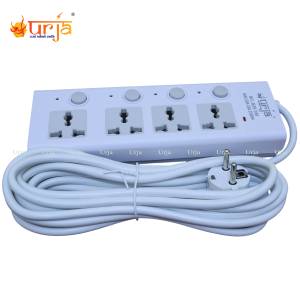 Urja 2500W 4 Port Universal Extension Multiplug with Individual Switches, LED Indicator B39-5M