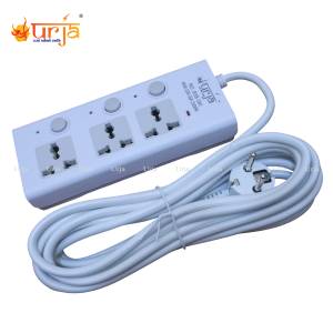 Urja 2500W 3 Port Extension Multiplug with Individual Switches and LED Indicator B38-5M