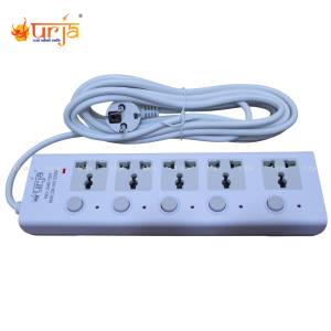 Urja 2500W 5-Port Extension Multiplug Power Strip with Individual Switches & LED Indicators B40-5M
