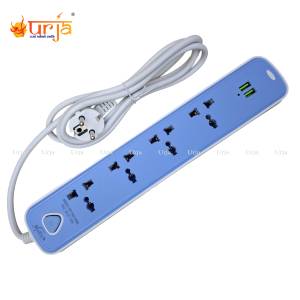 Urja K38-2M 4 Port Universal Power Strip Extension Cord with 2 USB Ports - 2 Meter Cable Multiplug Socket Board