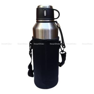 Stainless Steel Double Wall Insulated Vacuum Flask with Cup, Tea Filter & Carrying Pouch 2000Ml