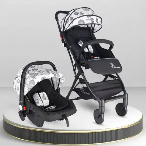 R for Rabbit Pocket Lite Travel System Kids Stroller With Infant Car Seat to a Carry Cot, Rocker or Feeding chair (0-3years) Multi Black, TSPLBM01
