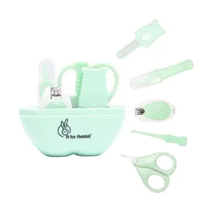 R for Rabbit Stylo Apple Baby Manicure Set Nail Cutter & Nail Filer, Scissor, Tweezer, Ear Pick ,Green - 0 months+ ,GRSTAG2