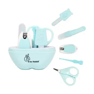 R for Rabbit Stylo Apple Baby Manicure Set Nail Cutter & Nail Filer, Scissor, Tweezer, Ear Pick - Blue 0 months+ ,GRSTAB2