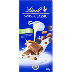 Lindt Swiss Classic Milk Raisin Nut 100Gm