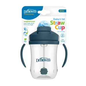 Dr Brown's 9 oz/270 ml Baby’s 1st Straw Cup, Dark Blue (6m+) 1-Pack, TC91105-INTL