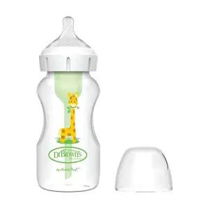 Dr Brown's 9 oz/270 mL PP Wide-neck Anti-Colic Options+ Baby Bottle, w/ L2 Nipple, Giraffe, 1-Pack , WB91019- ESX
