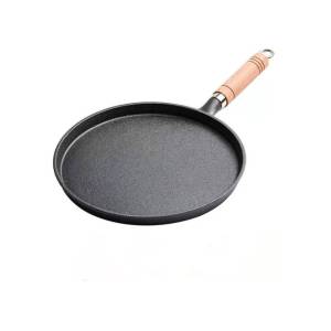 26cm Black Cast Iron Tawa With Wooden Handle