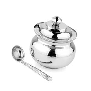 Stainless Steel Ghee pot with lid and spoon