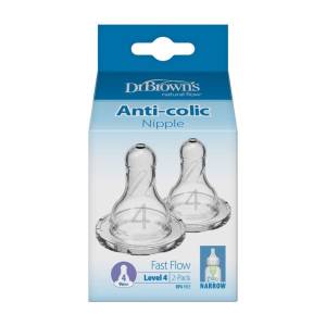 Dr. Brown's Level 4 Silicone Narrow Nipple - 2 Pcs, 313-INTL