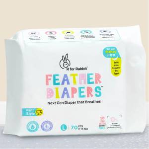 R for Rabbit Pant Style Feather Diaper L pack of 70 - (9-14kg) , DFD3R70
