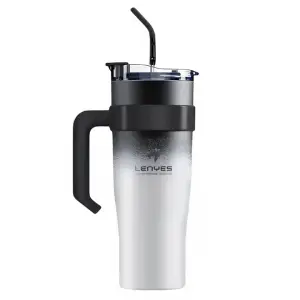 1000ML Stainless Steel Tumbler with Handle Straw & Lid