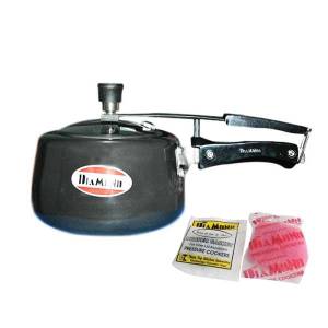 Diamond Black High Anodized Pressure Cooker With Free Rubber And Scrubber - 3 Litres