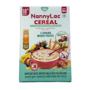Nannylac 5 Grains Mixed Fruit Sugar free Milk Cereal for 18M+ 300Gm