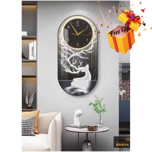 Modern Luxury Crystal Printed Wall Clock 30*60cm