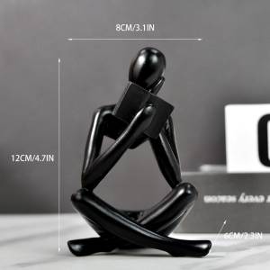 Black Abstract Reading Books Figurine Thinker Statue Resin Sculpture