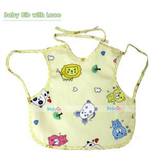 KidzCo Baby Bib with Lace and Shoulder Fit - 2 Pcs Set