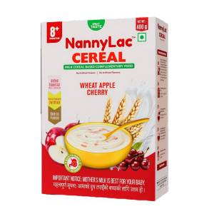 NannyLac Cereal 400Gm Wheat Apple Cherry Milk Cereal for 8M+