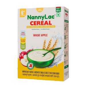 NannyLac Cereal 400Gm Wheat Apple Milk Cereal for 6M+