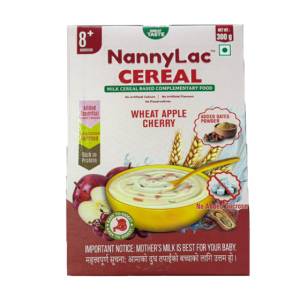 Nannylac Wheat Apple Cherry Sugar free Milk Cereal for 8M+ 300Gm