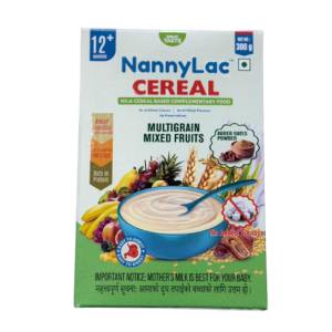 Nannylac Multigrain Mixed Fruits Sugar free Milk Cereal for 12M+ 300Gm