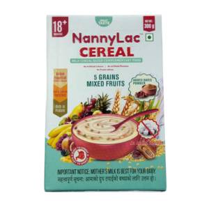 Nannylac 5 Grains Mixed Fruit Sugar free Milk Cereal for 18M+ 300Gm