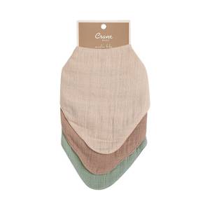 Crane baby BC-140BS-1, Muslin 3Pc Bib Set-Rose