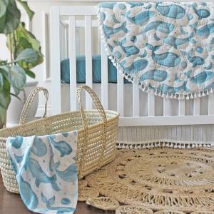 Crane baby Caspian Single Swaddle Wraps (Whale Print) BC-130SW-2