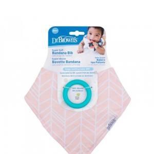 Dr. Brown's Bandana Bib w/ Teether, Herringbone, Single For 3 months,  AC127-P2