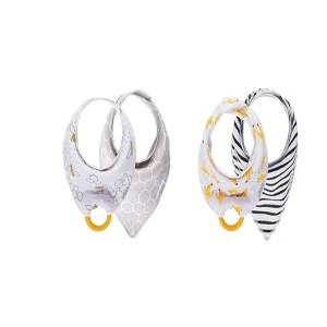 Dr Brown's Super Soft Bandana Bib w/ Snap-On Teether, Bees/Grey Honeycomb, 2-Pack, AC238-CA-P4