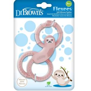Dr Brown's Sloth Long Limbed Silicone Teether, Pink, CPKG (3m+), TE010-INTL