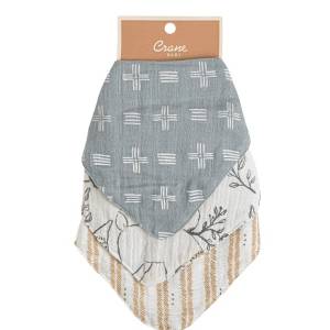 Crane Baby BC-110BS, Ezra 3pc. Muslin Bib Set