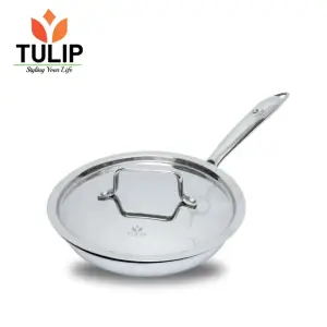 Tulip Triply Stainless Steel Fry pan with lid 26Cm