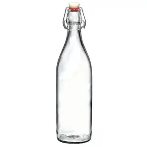 Round Clear Glass Water Bottle With Stopper 1Litr.