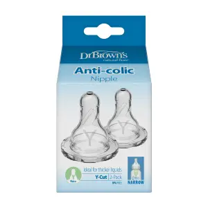 Dr. Brown's Y-Cut Silicone Narrow-Neck "Options" Nipple - 2 Pcs (9m+), 312-INTL