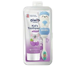 Aiwibi Kids Toothpaste and Toothbrush Set (Blue - Grape Flavor)
