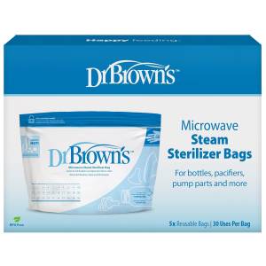 Dr. Brown's Microwave Steam Sterilizer Bag 5-Pack (30 Uses Per Bag), 960