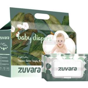 Zuvara Diaper Tape Style Small 40pcs With Wipes 80 Pulls