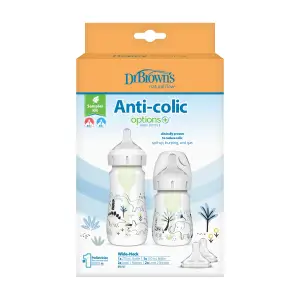 Dr Browns Wide-Neck Anti-Colic Options+ Baby Bottle Sampler Kit, w/ Designs, WB02640-INTLX
