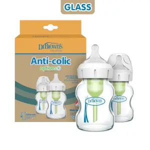 Dr. Brown's 5 oz/150 mL Options+ Wide-Neck Bottle, Glass, 2- Pack, WB52700-P2