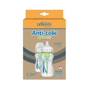 Dr. Brown's Options+ Wide-Neck Bottle, Glass, 2-Pack 9 oz/270 ml,WB92700-P2