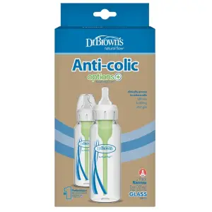 Dr. Brown's 8 oz/250 mL Options+ Glass Narrow Baby Bottles, 2-Pack, SB82023-P2 - 0m+
