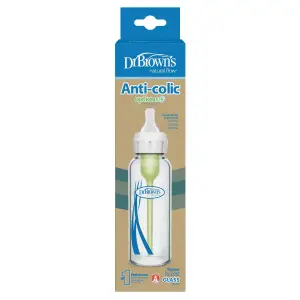 Dr Brown's 8 oz / 250 mL Options+ Glass Narrow Baby Bottle, 1-Pack, SB81003-P4