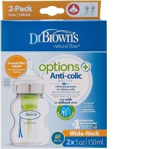 Dr. Brown's 5 oz/150 ml Options+ Wide-Neck Bottle, 2-Pack,  WB52600-ESX