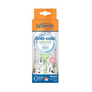 Dr Brown's 5 oz/150 mL Options+ Wide-Neck Designer Bottle, Woodland Bunny Design, 1-Pack,  WB51009-INTLX