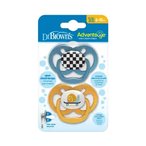 Dr. Brown's Advantage Pacifiers Blue Chemistry 2- Pack , Stage 2( 6-18m) , PA22002-INTLX
